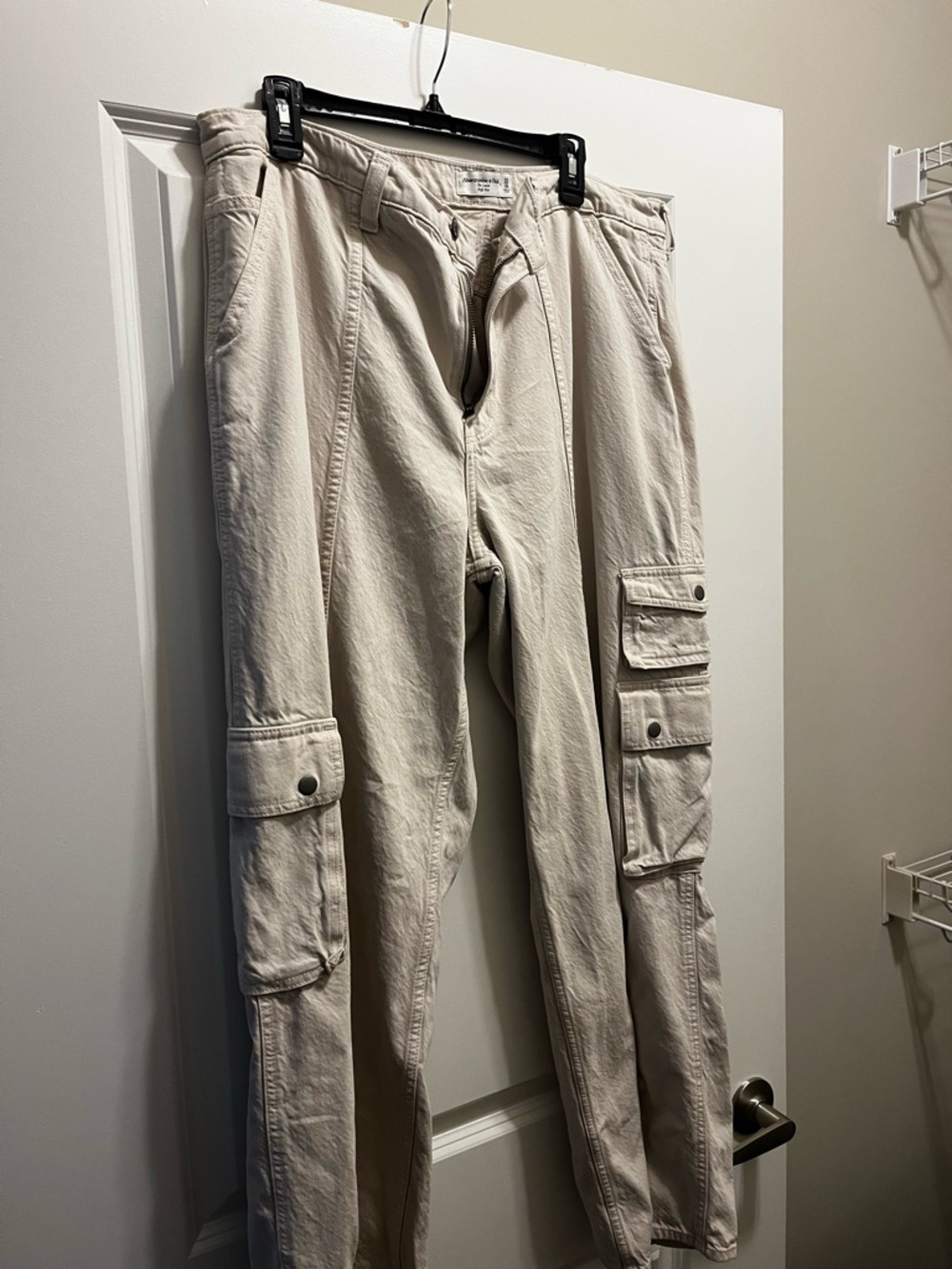 Women Cream Cargo Pants - Casual Utility Style
